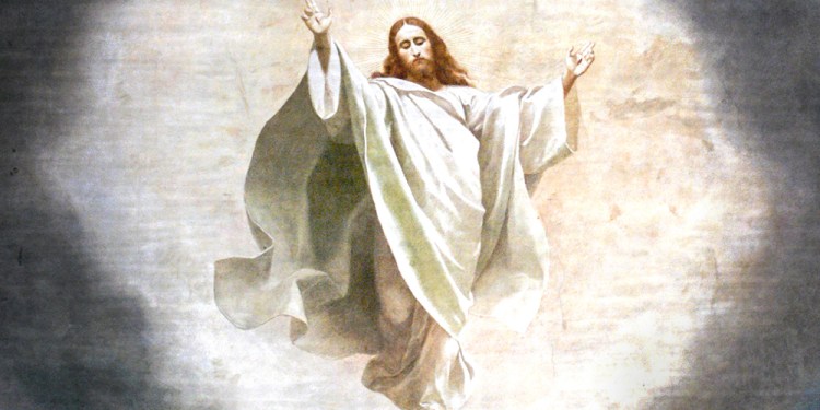 Christ is at the right hand of God ruling the kingdom. 