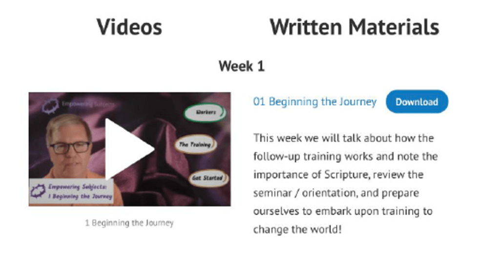 A portion of the Curriculum page in the Empowering Subjects website.